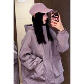 国潮山系机能工装 美式 复古户外冲锋衣连帽外套女秋季 运动休闲夹克