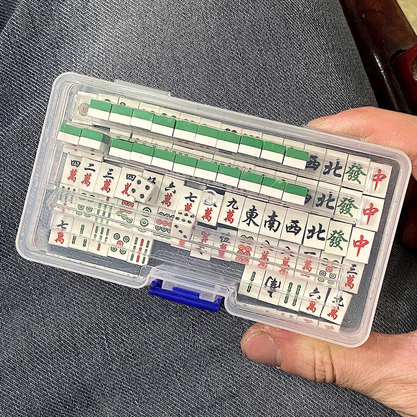 迷你积木小麻将兼容乐高微颗粒便携式户外旅行手搓麻将牌全套玩具