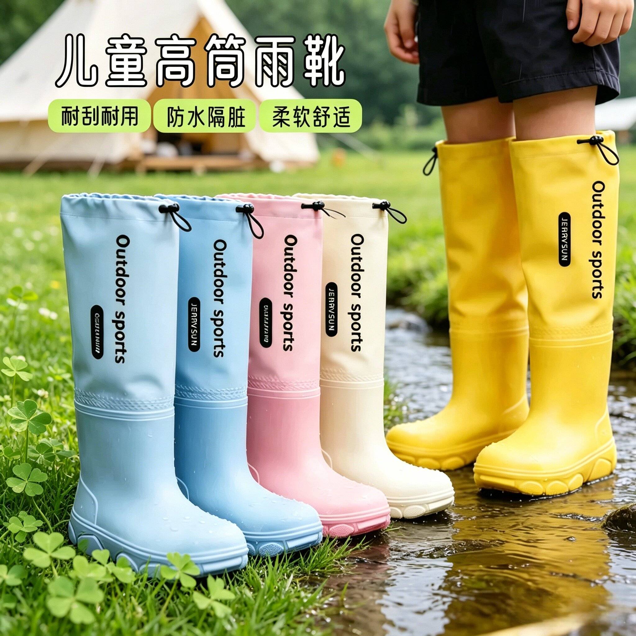 儿童雨鞋男童上学小学生专用水鞋女孩户外赶海防滑宝宝幼儿园雨靴