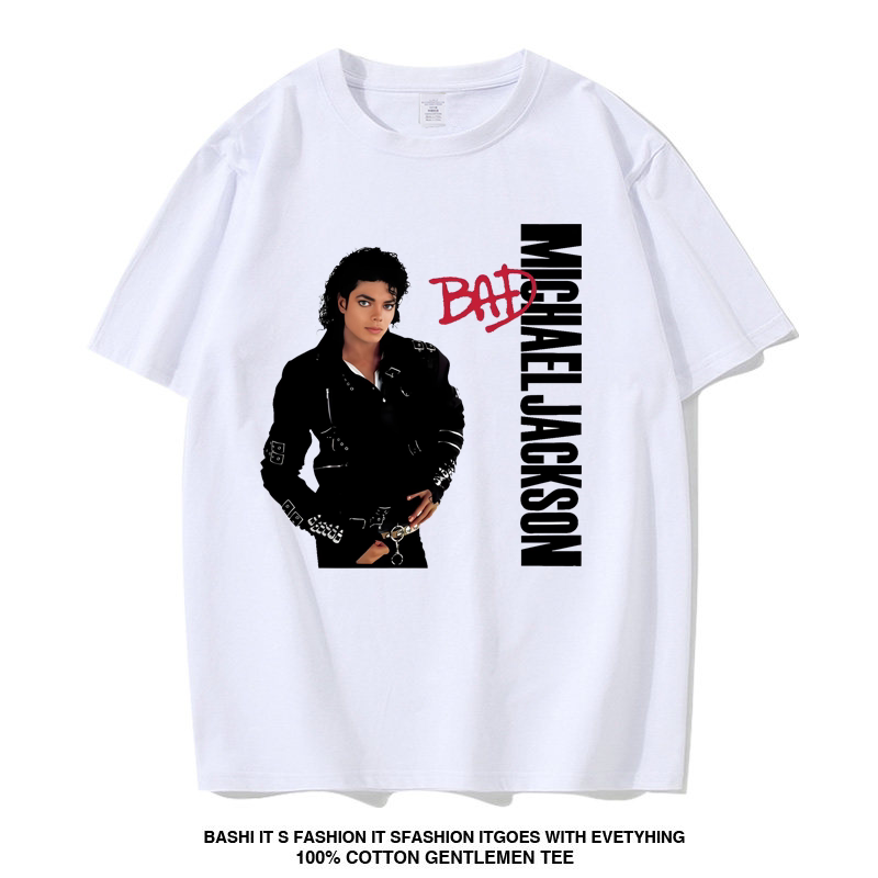 致敬Michael Jackson迈克尔杰克逊人像印花短袖复古男女高街T恤潮