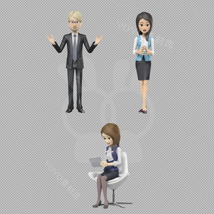 卡通3D虚拟男女主播商务主持人解说员讲解员演示动画视频动画