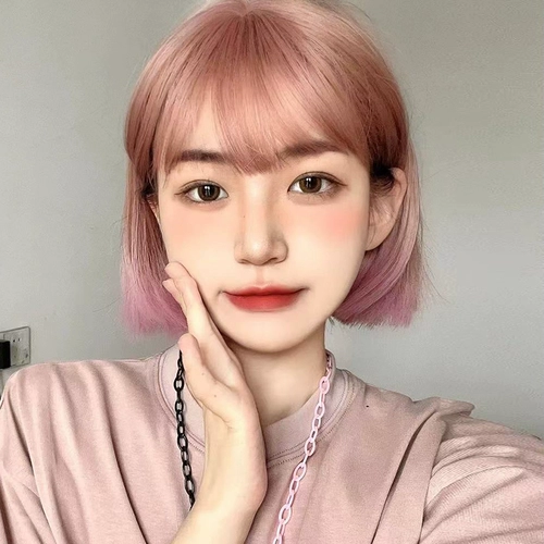 Розовый парик, летний японский шлем, стиль Лолита, градиент