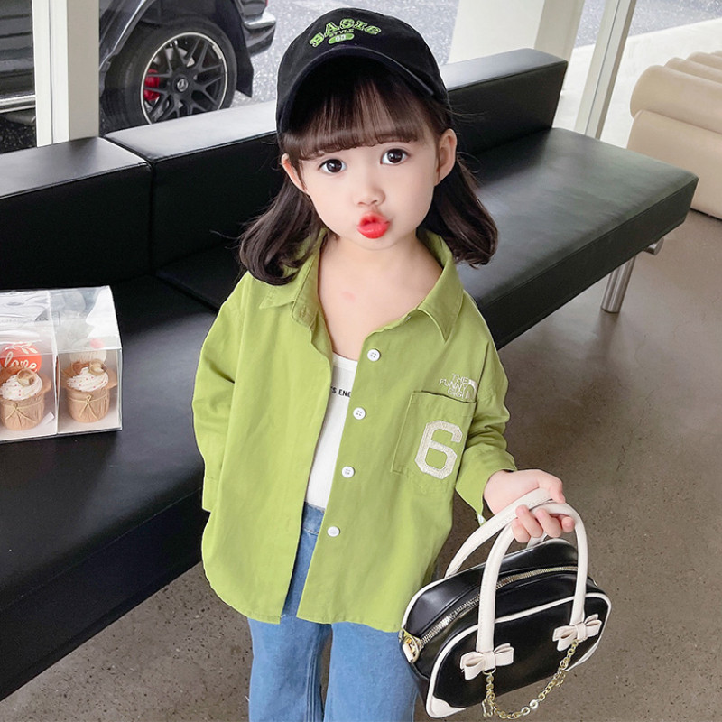 女童衬衫春秋2024新款儿童洋气春季宝宝长袖纯棉衬衣外套春装上衣