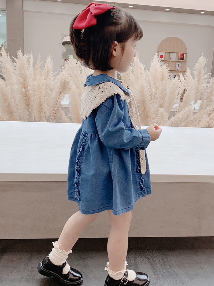 女童牛仔裙连衣裙2024春秋新款儿童网红裙子爆款女宝宝春装公主裙