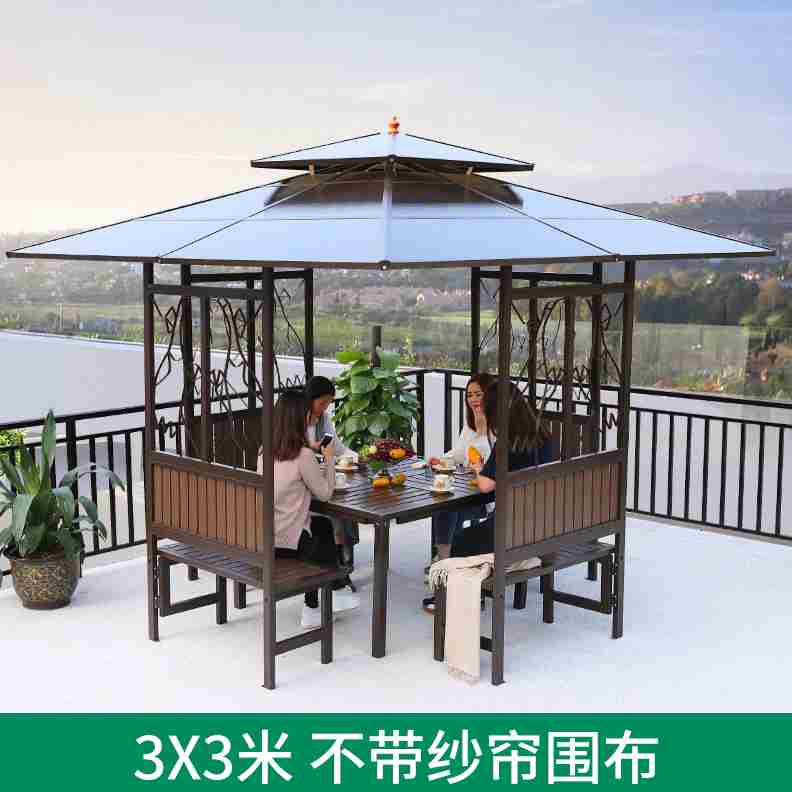 新款莫家户外凉亭帐篷婚庆欧式花园庭院公园四角凉亭花鸟亭子铁艺