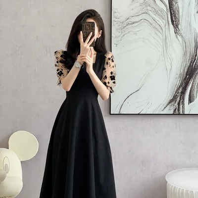 法式茶歇气质露背连衣裙