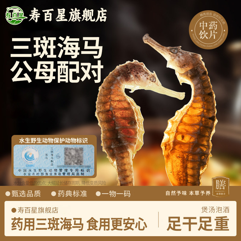 三斑海马中药材干货一公一母配对男士滋补养生煲汤海龙泡酒足重CN
