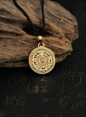 五福圆盘项链新中式小众镂空设计
