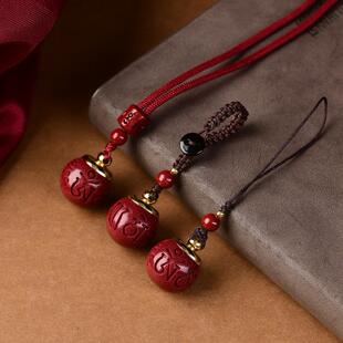 朱砂吊坠空瓶可打开圆球项链男士女天然原石红粉低含量挂件空心