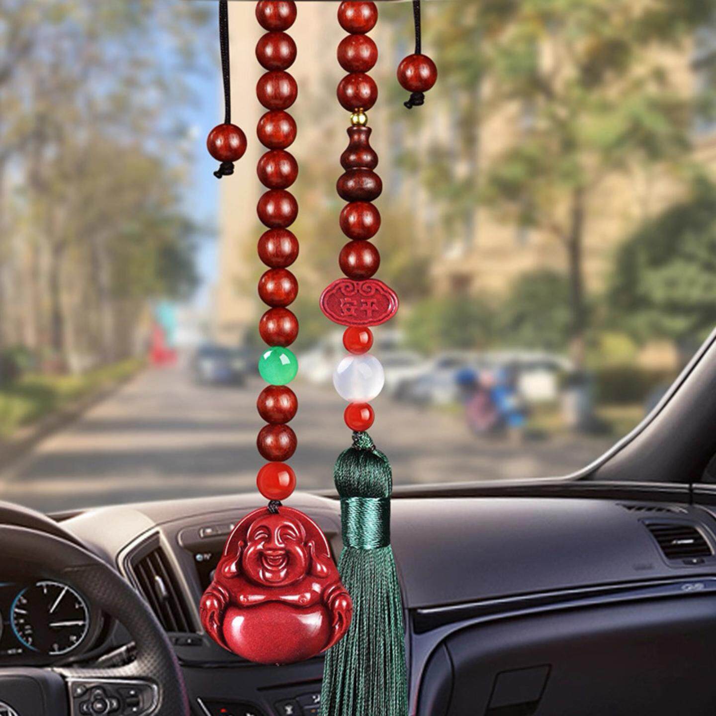 朱砂汽车挂件车内吊饰大肚弥勒佛车载高档虎年笑佛本命佛平安车挂