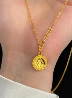 鱼鳞时钟项链女24K小众设计闪耀