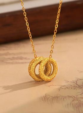 三环吊坠项链女2025新款时尚镂空
