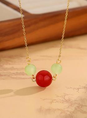 红绿转运珠项链女时尚仿和田玉