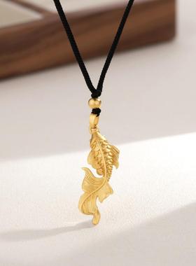 大鱼海棠金色锦鲤挂坠项链女古法