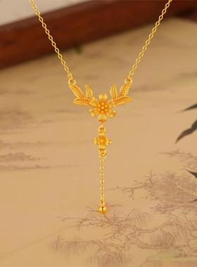 梅花流苏项链女新中式花朵设计