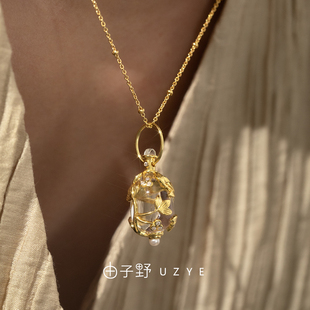 原创秋露流萤项链轻奢小众S925银白水晶高级感国风毛衣链 由子野