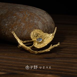 自然精致轻奢高级感胸花纯银镀金徽章2025 由子野垂藤胸针毛衣女款