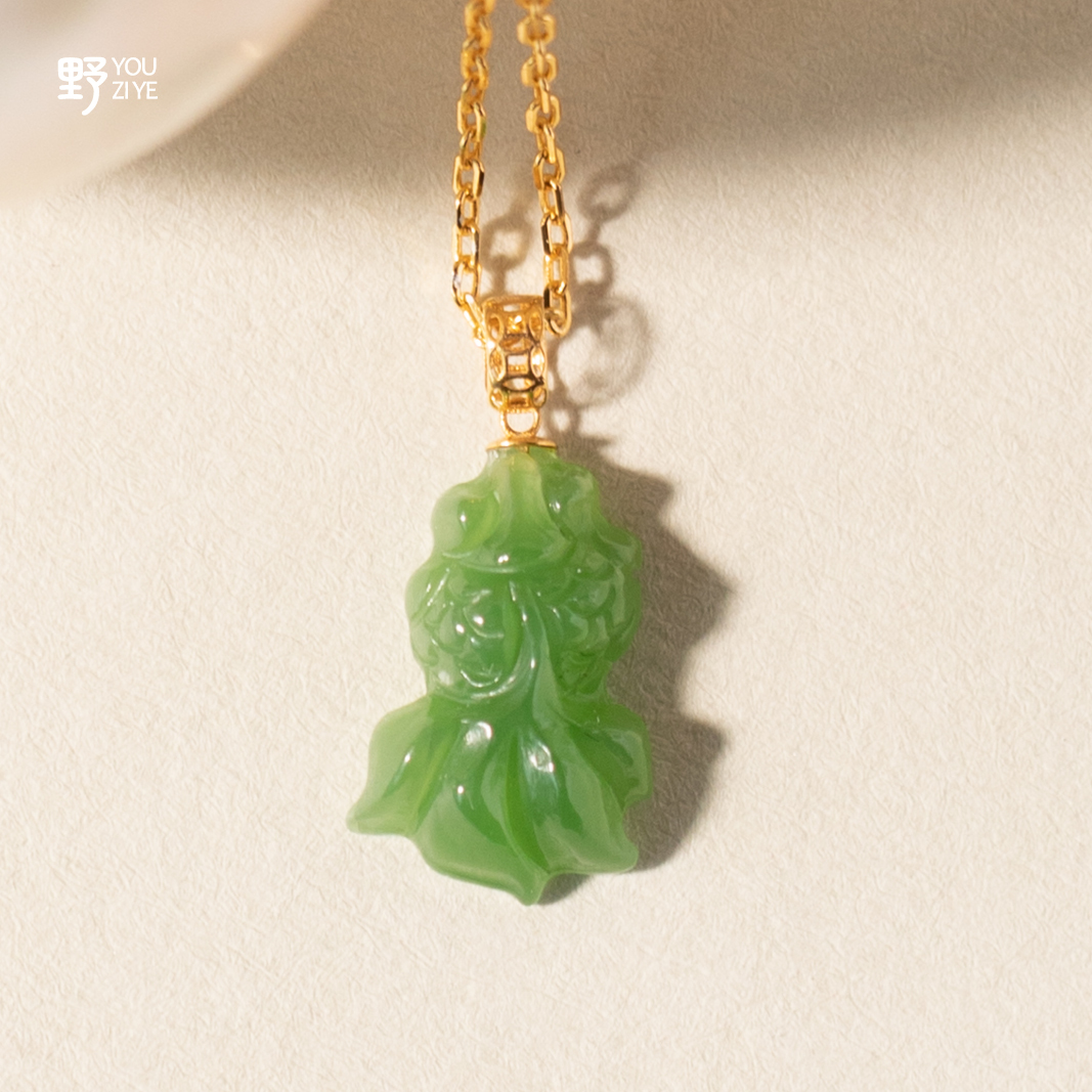 由子野碧玉18k金项链女款2025新款高级感轻奢小众吊坠日常百搭