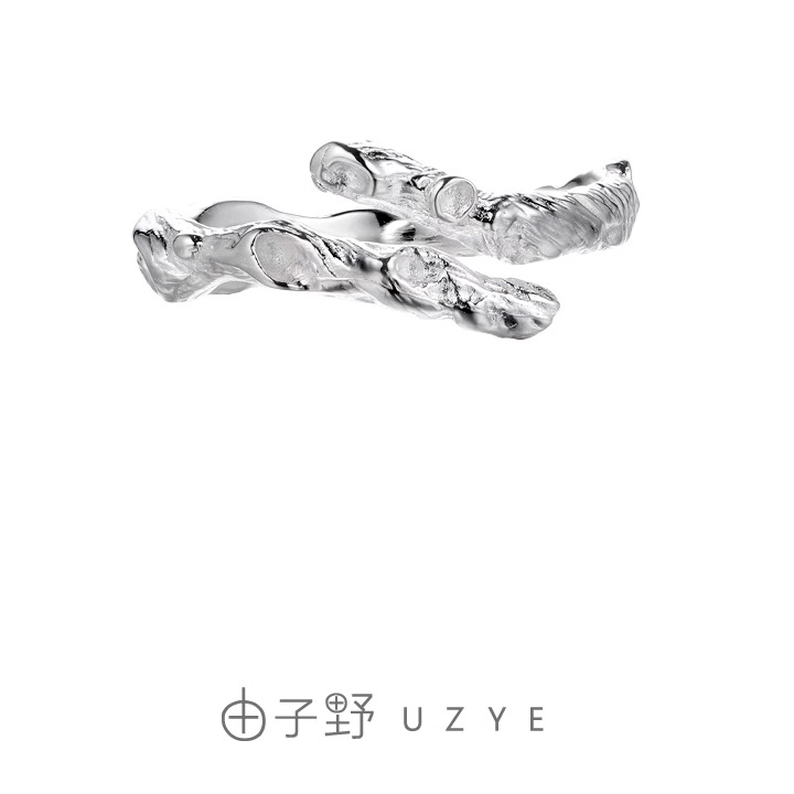 原创设计不规则纯银戒指冷淡风