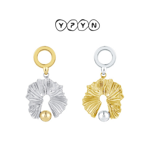 涟漪耳饰不对称耳钉女金银撞色