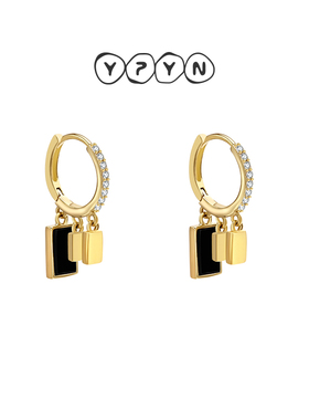 【商场同款新品】一撇一捺YPYN金色耳扣流苏方块耳环原创设计