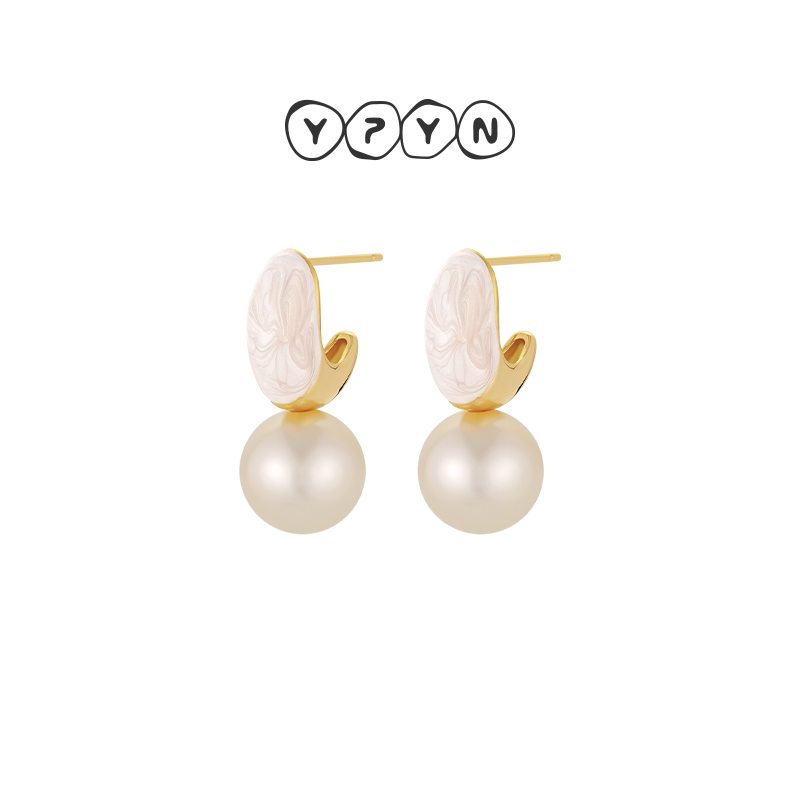 一撇一捺YPYN甜舞曲耳钉仿珍珠耳环女马卡龙粉色甜美童话风珠宝