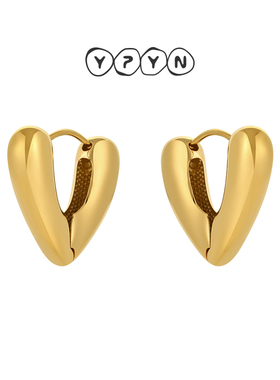 一撇一捺YPYN时光印记爱心耳扣金色耳圈中性风男女同款静奢轻珠宝