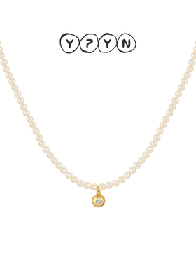 一撇一捺925银人造珍珠细颈链