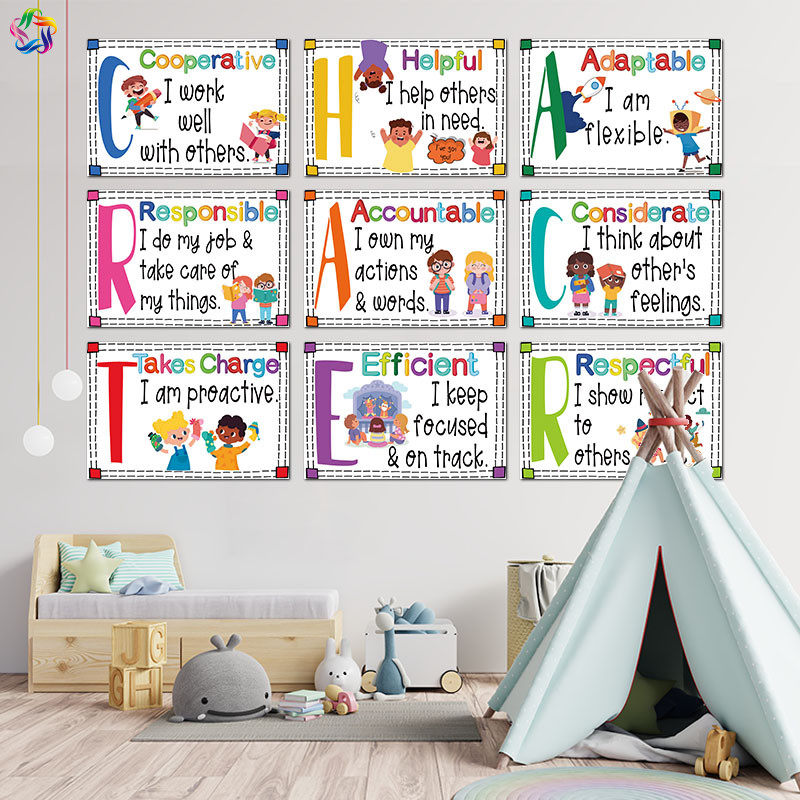 学生品格教育海报英语教室墙面公告板装饰双语课堂个性励志标语贴