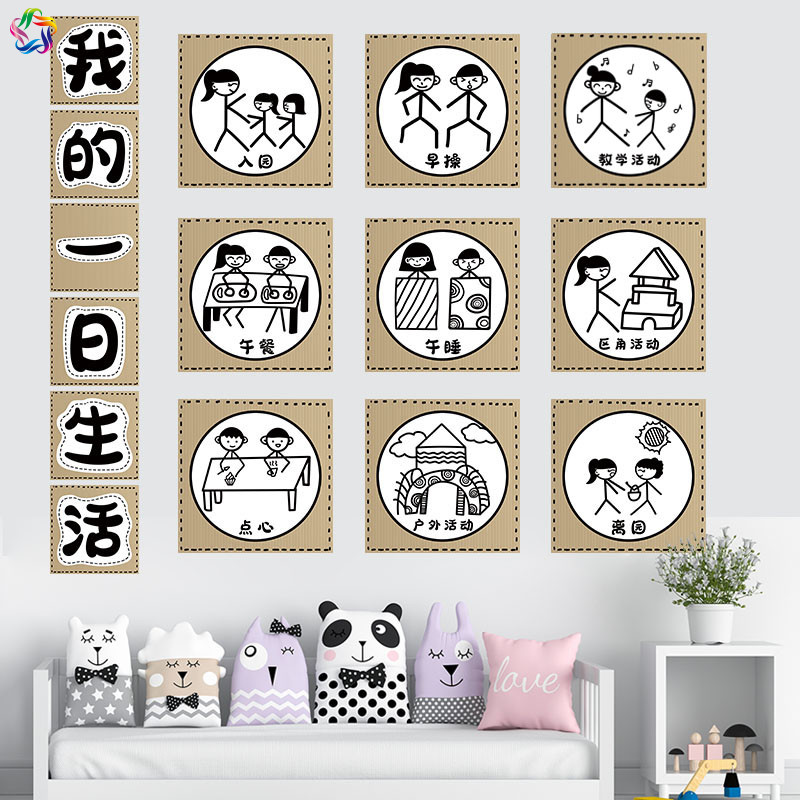 幼儿园我的一日生活流程小班班级公约美好的一天主题环创墙面布置