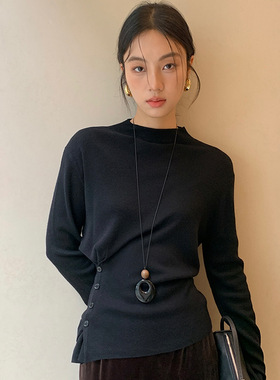 FONE简禾十三行不规则收腰显瘦半高领羊毛打底针织衫女秋冬