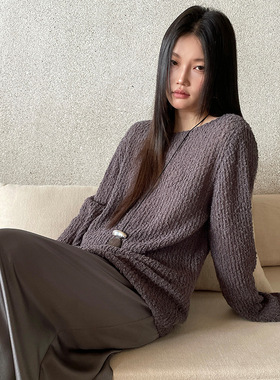 FONE简禾慵懒风长袖针织罩衫女2025秋冬新款休闲百搭羊毛衫