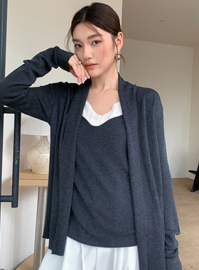 【多种穿法】fone简禾感假两件撞色长袖针织开衫女秋季