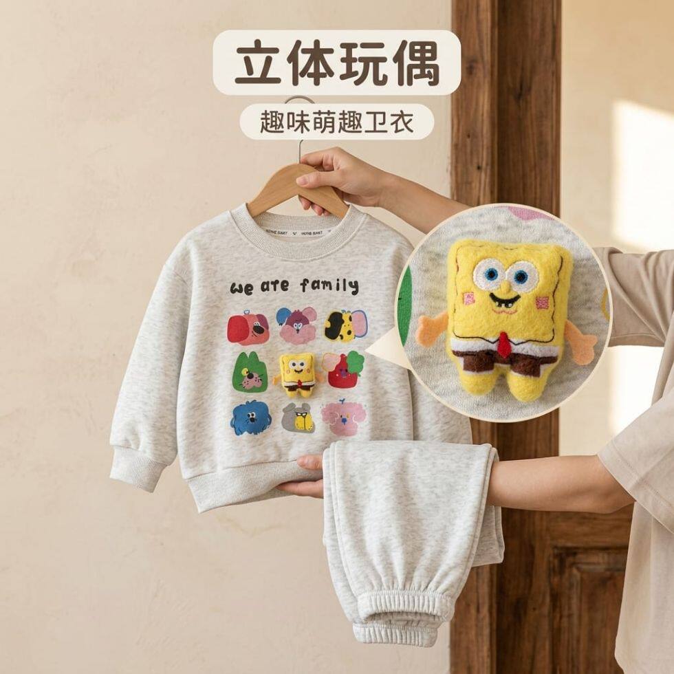 立体玩偶海绵宝宝纯棉卫衣套装
