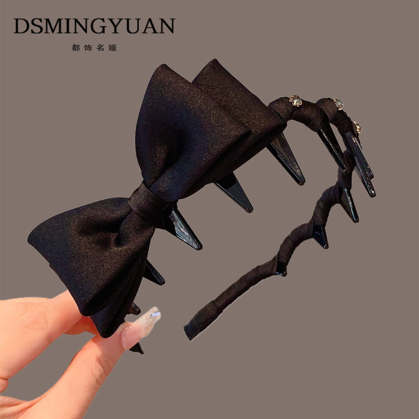 轻奢财阀系~闪钻丝绒气质发箍女黑色压发发卡韩国头箍高级感头饰