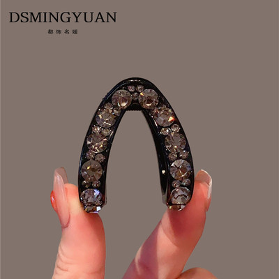 小众设计感~复古V形水晶发抓夹