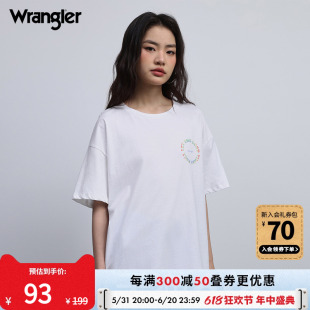 T恤 Wrangler威格24夏季 美式 新款 复古时尚 印花百搭显瘦女棉质短袖