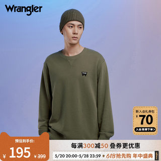 Wrangler威格绿色美式复古百搭休闲经典圆领logo男士圆领长袖卫衣