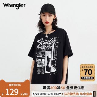 【Wrangler×Fender联名】夏季新款女士Oversize印花短袖T恤