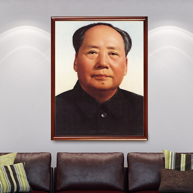 有框画像毛主席老年双耳照片毛泽东伟人画像客厅装饰壁画墙挂画