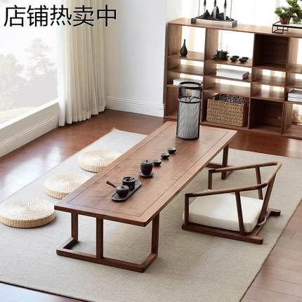 实木榻榻米茶几日式飘窗茶桌简约白蜡木黑胡桃木原木禅意炕桌矮几