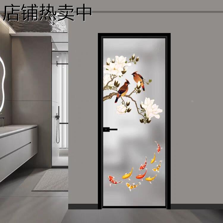 定制极窄艺术玻璃门卫生间平开门厨房阳台推拉移门室内卫浴厕所门