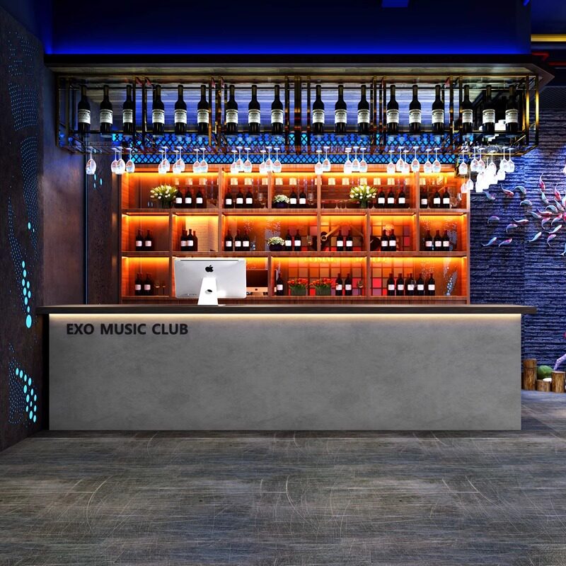 工业风酒吧吧台清吧咖啡台球厅转角前台桌接待柜台餐饮复古收银台