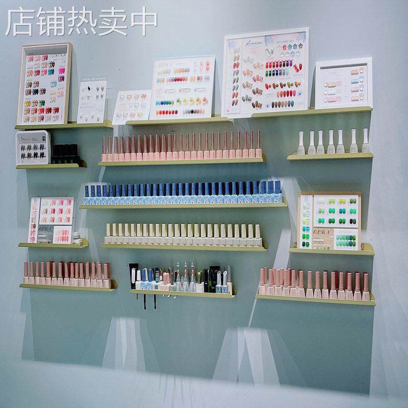 一字隔板指甲油胶展示架子墙上壁挂式美甲店化妆品装饰铁艺置物架