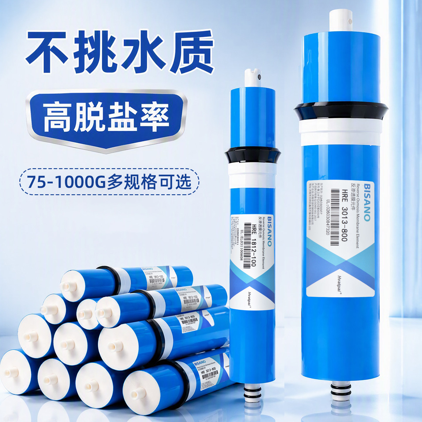 BISANO必诺ro反渗透膜滤芯75/100/600/800/1000g净水器通用配件