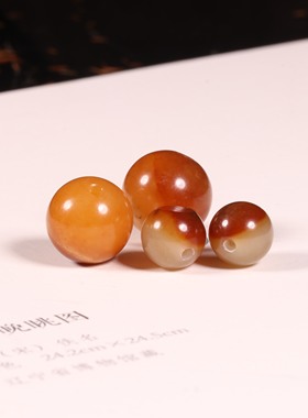涵玉舍单珠散珠和田玉籽料黄沁