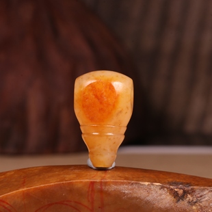 14mm正宗红沁新疆和田玉籽料黄沁三通黄玉圆珠籽玉单珠手串配珠