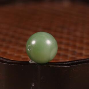 12mm新疆和田玉籽料碧玉圆珠单珠散珠籽玉手串手链配珠