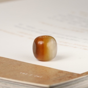 13mm正宗新疆和田玉籽料黄沁老型珠单珠顶珠配珠手串手持配珠