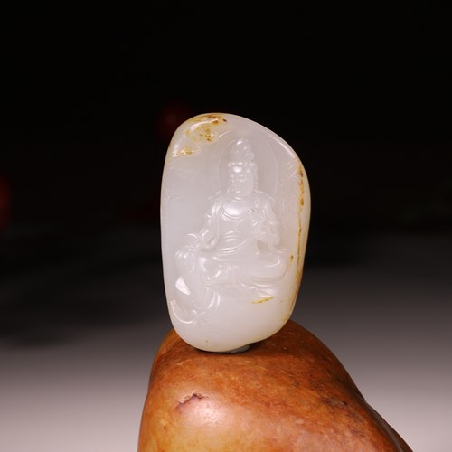 涵玉舍和田玉籽料白玉观音吊坠